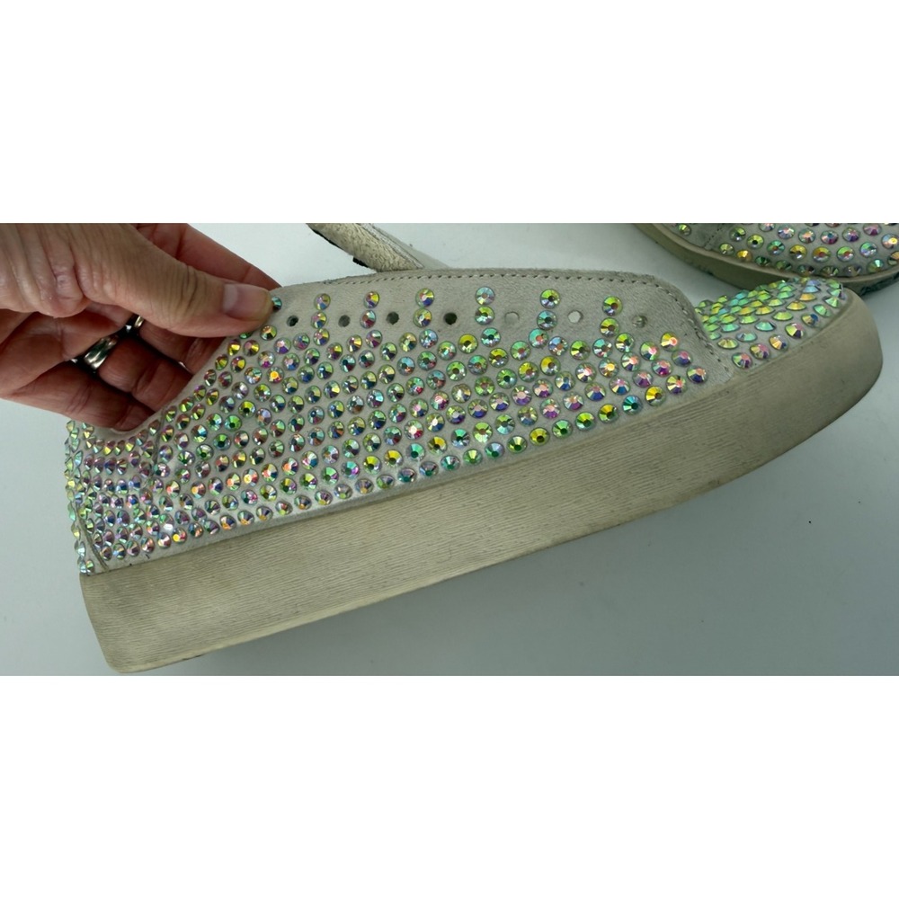 Mi.iM California Rhinestone Slip On Sneakers Cream Sparkle Dance Cheer Recital
